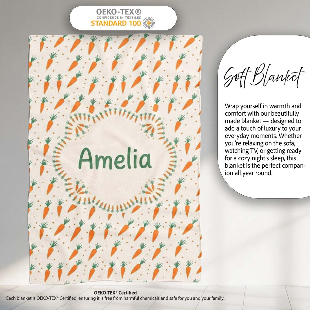 Cute Carrot Repeat Minimal Seamless Pattern Cute Unique Gift Lovely  Personalised Custom Name Super Soft Fleece Blanket Bed Sofa Throw