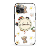 Cute Hawaiian Girl Hula Dance Coconut Shell Grey Custom Name Protective Phone Case Mobile Cover Durable Everyday Smartphone Shock Resistant