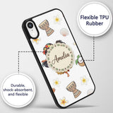 Cute Hawaiian Girl Hula Dance Coconut Shell Grey Custom Name Protective Phone Case Mobile Cover Durable Everyday Smartphone Shock Resistant