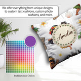 Custom Name Cute Hawaiian Girl Hula Dance Shell Grey Background Square Filled Cushion Throw Pillow Sofa Bed Home Decor Zip Washable UK Made