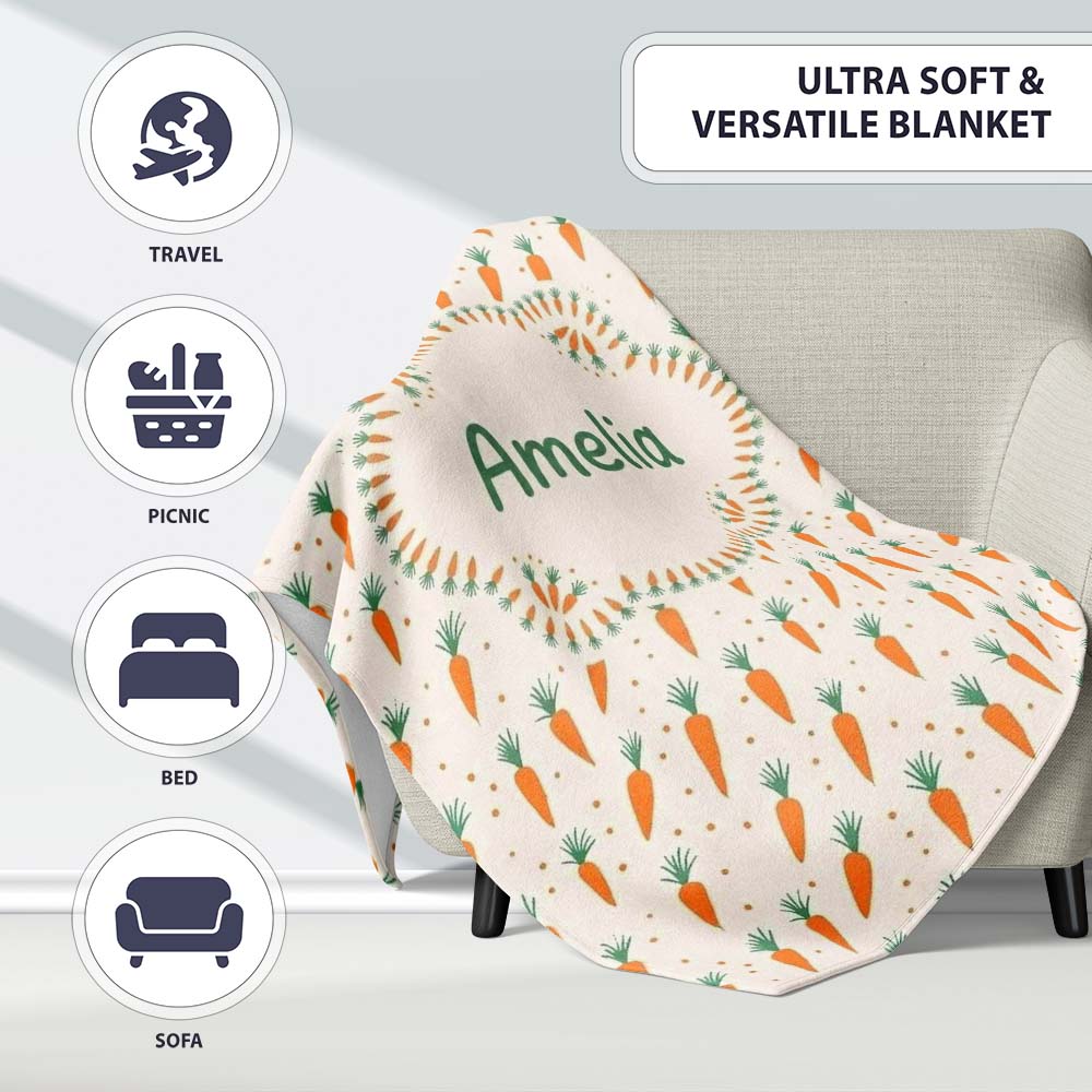 Cute Carrot Repeat Minimal Seamless Pattern Cute Unique Gift Lovely  Personalised Custom Name Super Soft Fleece Blanket Bed Sofa Throw