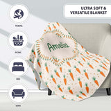 Cute Carrot Repeat Minimal Seamless Pattern Cute Unique Gift Lovely  Personalised Custom Name Super Soft Fleece Blanket Bed Sofa Throw