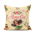 Custom Name Cute Girl Hula Dance Coconut Shell Yellow Background Square Filled Cushion Throw Pillow Sofa Bed Home Decor Zip Washable UK Made