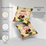 Custom Name Cute Girl Hula Dance Coconut Shell Yellow Background Square Filled Cushion Throw Pillow Sofa Bed Home Decor Zip Washable UK Made