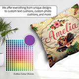 Custom Name Cute Girl Hula Dance Coconut Shell Yellow Background Square Filled Cushion Throw Pillow Sofa Bed Home Decor Zip Washable UK Made