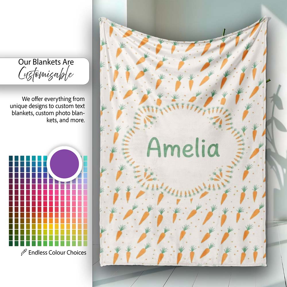 Cute Carrot Repeat Minimal Seamless Pattern Cute Unique Gift Lovely  Personalised Custom Name Super Soft Fleece Blanket Bed Sofa Throw