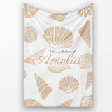 Minimal Seashell Pattern Beige Coastal Background Seamless Name Cute  Personalised Custom Name Super Soft Fleece Blanket Bed Sofa Throw