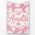 Minimal Seashell Pattern Soft Pink Background Coastal Style  Personalised Custom Name Super Soft Fleece Blanket Bed Sofa Throw