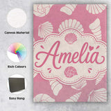 Personalised Name Minimal Seashell Pattern Custom  Unique Gift Idea Elegant Feature Canvas Wall Art Print Decor Picture Ready to Hang