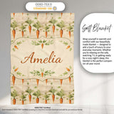 Rustic Carrot Vegetable Botanical Vintage Seamless Pattern Lovely  Personalised Custom Name Super Soft Fleece Blanket Bed Sofa Throw
