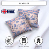 Custom Name Boho Sun and Seashell Blue Pink Background Seamless Square Filled Cushion Throw Pillow Sofa Bed Home Decor Zip Washable UK Made