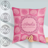 Custom Name Boho Sun and Seashell Pink Tones Background Seamless Square Filled Cushion Throw Pillow Sofa Bed Home Decor Zip Washable UK Made