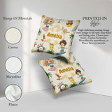 Custom Name Summer Beach Cartoon Kids Surf Pineapple Dog Pattern Square Filled Cushion Throw Pillow Sofa Bed Home Decor Zip Washable UK Made