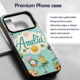 Cute Summer Beach Cartoon Kids Surf Pineapple Custom Name Protective Phone Case Mobile Cover Durable Everyday Smartphone Shock Resistant