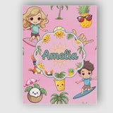 Personalised Name Cute Summer Beach Cartoon Custom  Bespoke Interior Contemporary Canvas Wall Art Print Decor Picture Ready to Hang