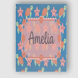 Personalised Name Cute Sea Turtle and Custom Modern Room Accent Creative Decorator Style Canvas Wall Art Print Decor Picture Ready to Hang