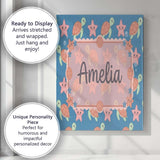 Personalised Name Cute Sea Turtle and Custom Modern Room Accent Creative Decorator Style Canvas Wall Art Print Decor Picture Ready to Hang