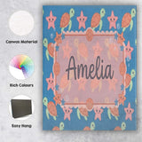 Personalised Name Cute Sea Turtle and Custom Modern Room Accent Creative Decorator Style Canvas Wall Art Print Decor Picture Ready to Hang