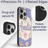 Cute Sea Turtle and Starfish Decorative Design Custom Name Protective Phone Case Mobile Cover Durable Everyday Smartphone Shock Resistant