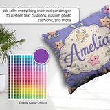 Custom Name Sea Turtle and Starfish Purple Seamless Pattern Name Square Filled Cushion Throw Pillow Sofa Bed Home Decor Zip Washable UK Made