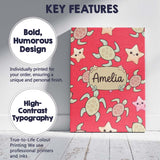 Personalised Name Cute Sea Turtle and Custom Modern Room Accent Creative Decorator Style Canvas Wall Art Print Decor Picture Ready to Hang