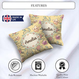 Custom Name Cute Sea and Starfish Sandy Beige Ocean Pattern Name Square Filled Cushion Throw Pillow Sofa Bed Home Decor Zip Washable UK Made