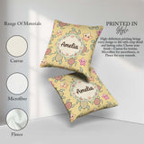 Custom Name Cute Sea and Starfish Sandy Beige Ocean Pattern Name Square Filled Cushion Throw Pillow Sofa Bed Home Decor Zip Washable UK Made
