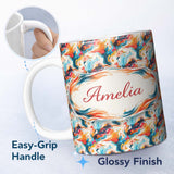 Personalized Custom Name Modern Abstract Face Paint Splash Artistic Portrait Pattern Lovely 11oz Ceramic Coffee Tea Mug White Large Handle