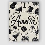 Personalised Name Tropical Beach Pineapple Custom  Unique Gift Idea Elegant Feature Canvas Wall Art Print Decor Picture Ready to Hang