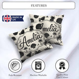 Custom Name Tropical Beach Pineapple Palm Cocktail Shell Pattern Square Filled Cushion Throw Pillow Sofa Bed Home Decor Zip Washable UK Made