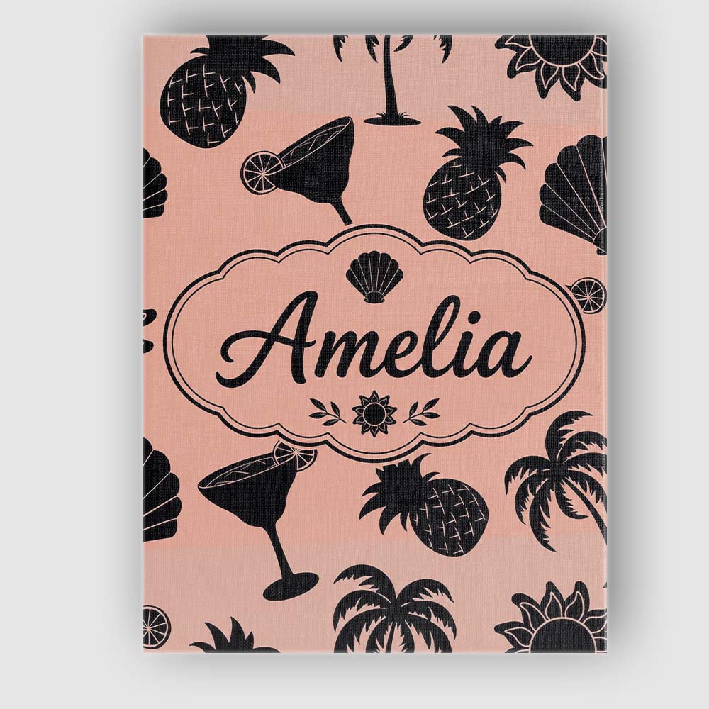 Personalised Name Tropical Beach Silhouette Custom  Bespoke Interior Contemporary Canvas Wall Art Print Decor Picture Ready to Hang