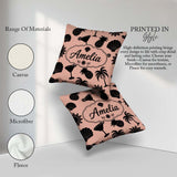 Custom Name Tropical Silhouette Palm Pineapple Cocktail Seamless Square Filled Cushion Throw Pillow Sofa Bed Home Decor Zip Washable UK Made