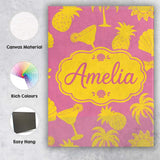 Personalised Name Tropical Beach Yellow Custom  Modern Room Accent Elegant Feature Canvas Wall Art Print Decor Picture Ready to Hang