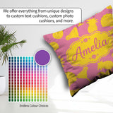 Custom Name Tropical Beach Pink Palm Pineapple Cocktail Seamless Square Filled Cushion Throw Pillow Sofa Bed Home Decor Zip Washable UK Made