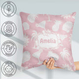 Custom Name Tropical Beach Soft Palm Pineapple Cocktail Seamless Square Filled Cushion Throw Pillow Sofa Bed Home Decor Zip Washable UK Made