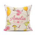 Custom Name Colorful Cocktail Drinks Party Seamless Pattern Name Square Filled Cushion Throw Pillow Sofa Bed Home Decor Zip Washable UK Made