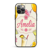 Colorful Cocktail Drinks Summer Party Seamless Custom Name Protective Phone Case Mobile Cover Durable Everyday Smartphone Shock Resistant