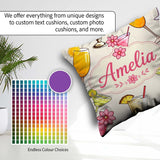 Custom Name Colorful Cocktail Drinks Party Seamless Pattern Name Square Filled Cushion Throw Pillow Sofa Bed Home Decor Zip Washable UK Made