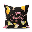 Custom Name Colorful Cocktail Drinks Dark Summer Party Seamless Square Filled Cushion Throw Pillow Sofa Bed Home Decor Zip Washable UK Made