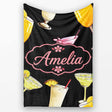 Colorful Cocktail Drinks Dark Background Summer Party Seamless  Personalised Custom Name Super Soft Fleece Blanket Bed Sofa Throw