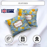 Custom Name Colorful Cocktail Drinks Blue Summer Party Seamless Square Filled Cushion Throw Pillow Sofa Bed Home Decor Zip Washable UK Made