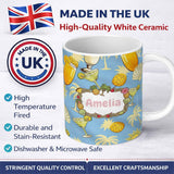Personalized Custom Name Colorful Cocktail Drinks Blue Background Summer Party Seamless 11oz Ceramic Coffee Tea Mug White Large Handle