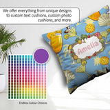 Custom Name Colorful Cocktail Drinks Blue Summer Party Seamless Square Filled Cushion Throw Pillow Sofa Bed Home Decor Zip Washable UK Made