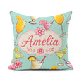 Custom Name Colorful Cocktail Drinks Mint Summer Party Seamless Square Filled Cushion Throw Pillow Sofa Bed Home Decor Zip Washable UK Made