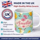 Personalized Custom Name Colorful Cocktail Drinks Mint Background Summer Party Seamless 11oz Ceramic Coffee Tea Mug White Large Handle
