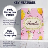 Personalised Name Colorful Cocktail Drinks Custom  Unique Gift Idea Elegant Feature Canvas Wall Art Print Decor Picture Ready to Hang
