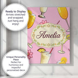 Personalised Name Colorful Cocktail Drinks Custom  Unique Gift Idea Elegant Feature Canvas Wall Art Print Decor Picture Ready to Hang