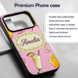 Colorful Cocktail Drinks Pink Background Summer Custom Name Protective Phone Case Mobile Cover Durable Everyday Smartphone Shock Resistant
