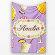 Colorful Cocktail Drinks Purple Background Summer Party Seamless  Personalised Custom Name Super Soft Fleece Blanket Bed Sofa Throw