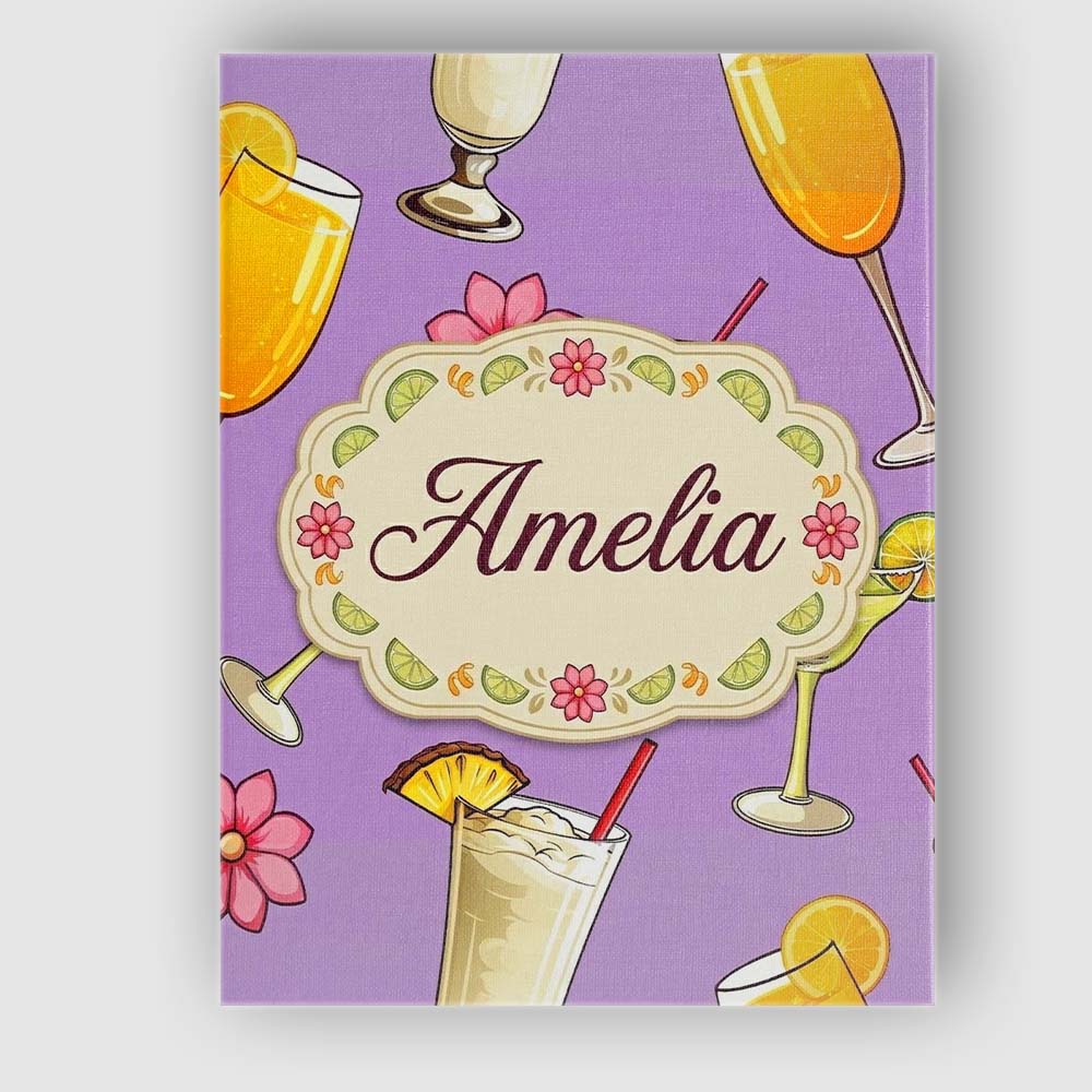 Personalised Name Colorful Cocktail Drinks Custom  Unique Gift Idea Elegant Feature Canvas Wall Art Print Decor Picture Ready to Hang